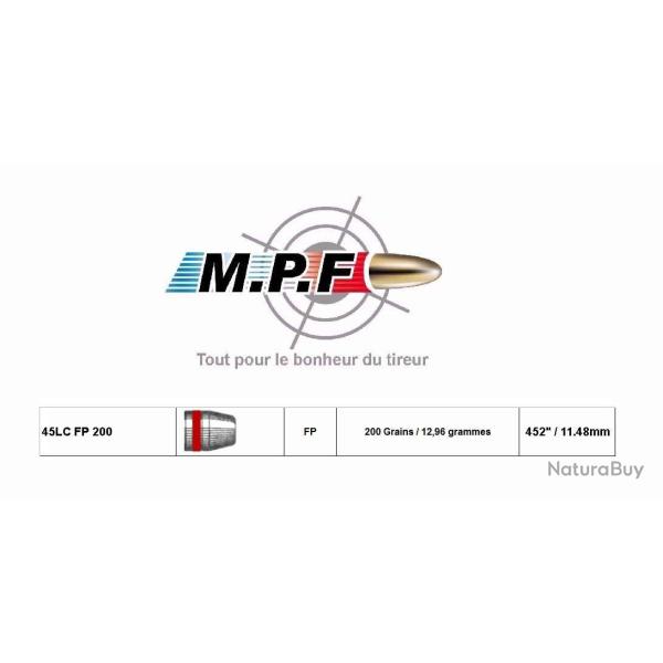 Ogives MPF Plomb 45 Colt FP 200 Gr � 452" Projectiles par 500 sp�ciale TIR WESTERN SORTIF