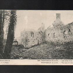 guerre 1914-15 , montceaux seine et marne les ruines d'une ferme franchise militaire