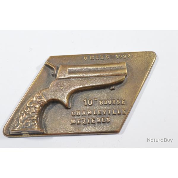 Plaque souvenir 10 Bourse aux Armes Charleville M�zi�res Laiton   fonte Militaria  ( 24)