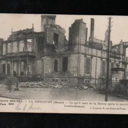 cpa la heycourt meuse ce qu'il reste de la mairie apr&egrave;s le terrible bombardement , guerre 1914-1915