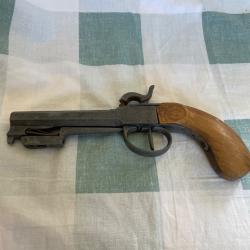Reproduction pistolet 19i&egrave;me zamak et bois