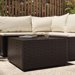Table basse de jardin carr&eacute; marron 50x50x30 cm r&eacute;sine tress&eacute;e