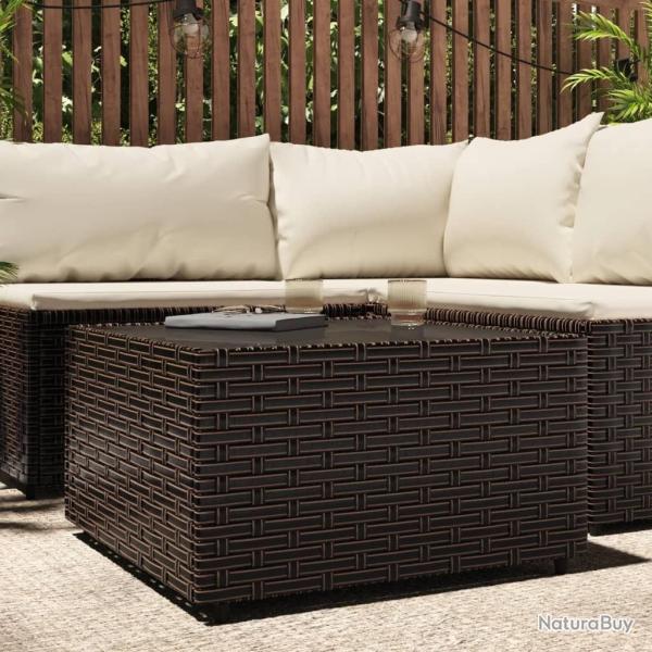 Table basse de jardin carr� marron 50x50x30 cm r�sine tress�e