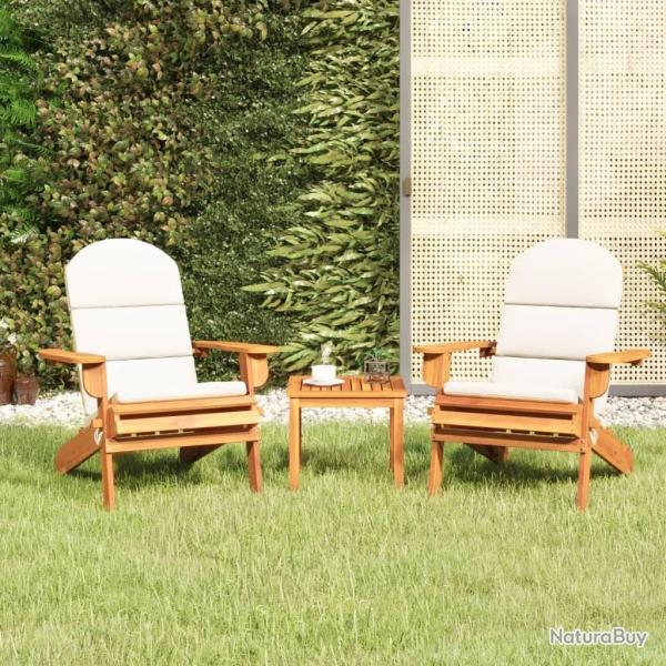 Ensemble de salon de jardin Adirondack 3 pcs bois acacia solide