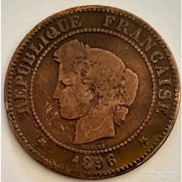 RARE PIECE DE MONNAIE FRANCE  5 CENTIMES CERES 1896 PARIS TORCHE