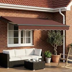 Auvent Marron 3 x 2 m Polyester et m&eacute;tal