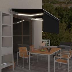 Auvent automatique capteur de vent et LED 3x2,5 m Anthracite