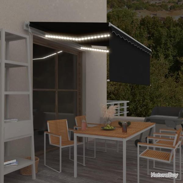 Auvent automatique capteur de vent et LED 3x2,5 m Anthracite