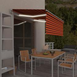 Auvent automatique capteur de vent et LED 3x2,5 m Orange marron