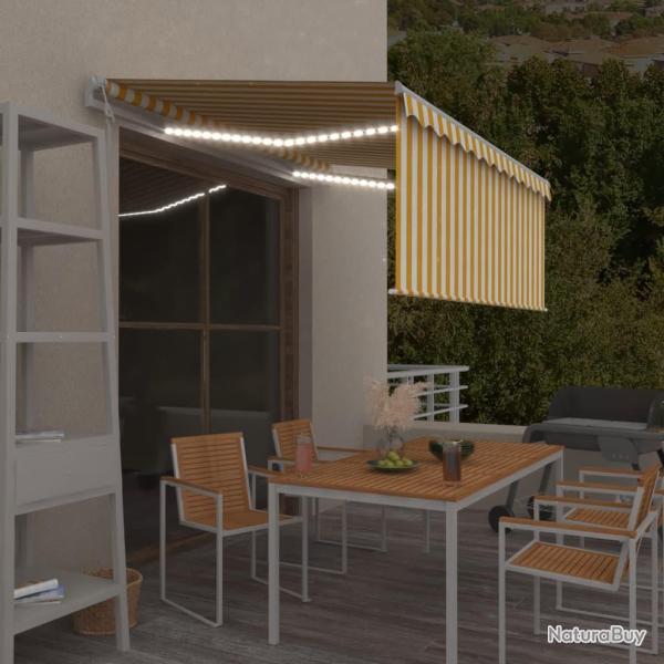 Auvent automatique capteur de vent et LED 3x2,5m Jaune et blanc