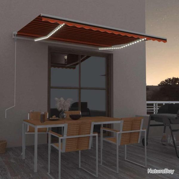 Auvent automatique capteur de vent/LED 450x300 cm Orange marron
