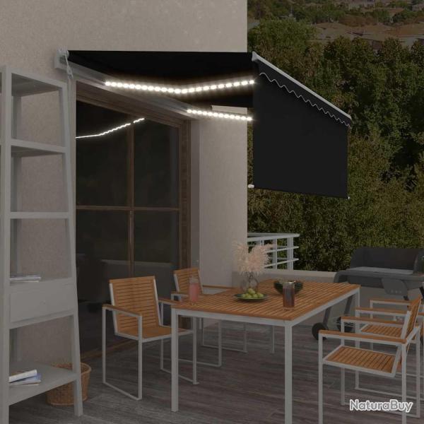 Auvent automatique store capteur de vent et LED Anthracite