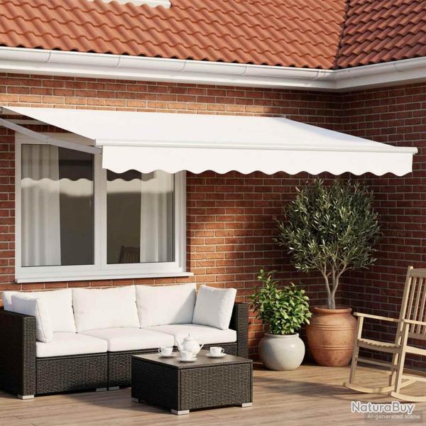 Auvent r�tractable Blanc 3,5 x 2 m 100% Polyester et Aluminium