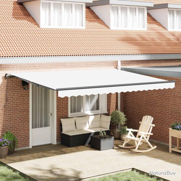 Auvent r�tractable Blanc 450 � 350 cm Polyester et Aluminium