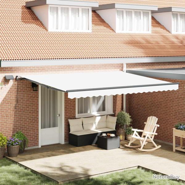 Auvent r�tractable Blanc 450 � 350 cm Tissu et Aluminium