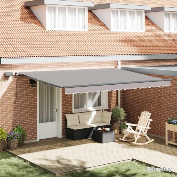Auvent r�tractable Gris clair 450 � 350 cm Tissu et Aluminium