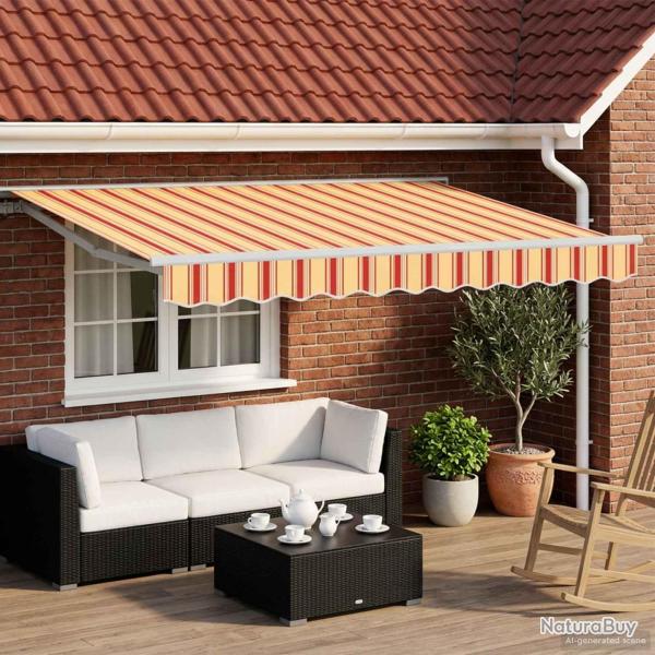 Auvent r�tractable manuel Jaune et Orange 3 x 2,5 m