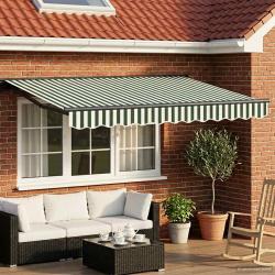 Auvent r&eacute;tractable &eacute;lectrique Vert et blanc 2,5 x 2 m