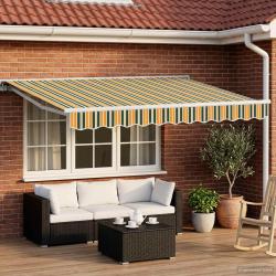 Auvent r&eacute;tractable &eacute;lectrique Vert et jaune 3,5 x 2,5 m