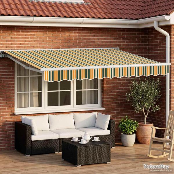 Auvent r�tractable �lectrique Vert et jaune 3,5 x 2,5 m