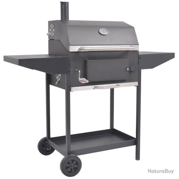 Barbecue au charbon de bois avec �tag�re inf�rieure Noir