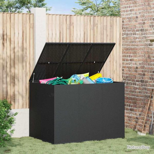Bo�te � coussins, noire, en r�sine tress�e, pour le jardin, 145 � 100 � 103 cm
