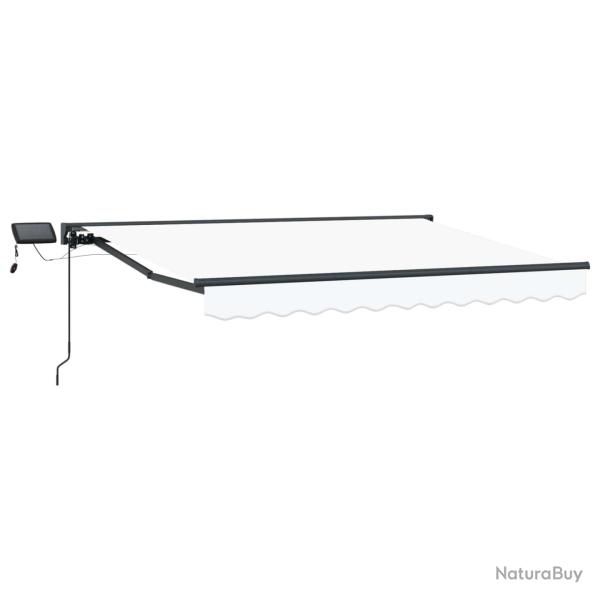 Cadre de store manuel avec LEDs Blanc et anthracite 3,5 x 2 m