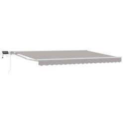 Cadre de store manuel avec LEDs Gris clair et blanc 4 &times; 3,5 m