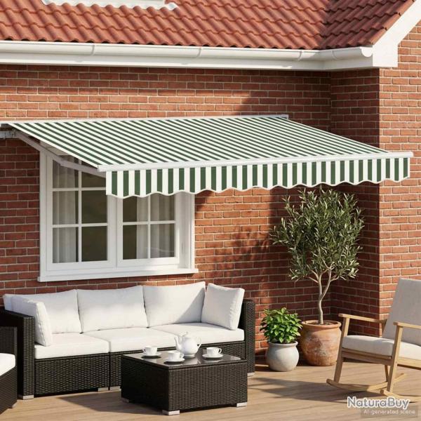 Cadre de store manuel avec LEDs Vert et blanc 2,5 x 2 m