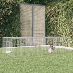 Cage &agrave; lapin 2 panneaux 220x110x55 cm Fer galvanis&eacute;