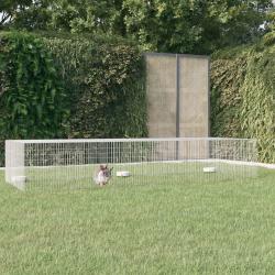 Cage &agrave; lapin 3 panneaux 325x109x54 cm Fer galvanis&eacute;