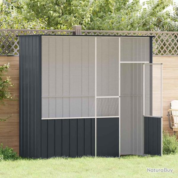 Cage � oiseaux anthracite 215x78x200 cm acier galvanis�
