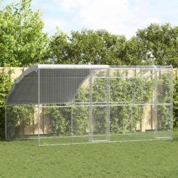 Cage &agrave; poules 2 pcs Argent&eacute; 400 x 200 x 200 cm Acier et PE
