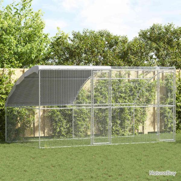 Cage � poules 2 pcs Argent� 400 x 200 x 200 cm Acier et PE