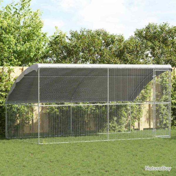 Cage � poules 2 pcs Argent� 400 x 200 x 200 cm Acier galvanis�
