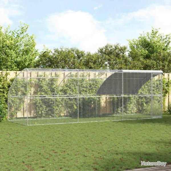 Cage � poules 3 pcs Argent� 600 x 200 x 200 cm Acier et PE