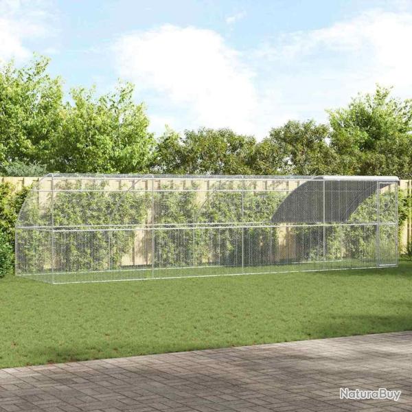 Cage � poules 4 pcs Argent� 800 x 200 x 200 cm Acier et PE