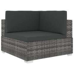 Chaise d'angle sectionnelle avec coussins r&eacute;sine tress&eacute;e gris