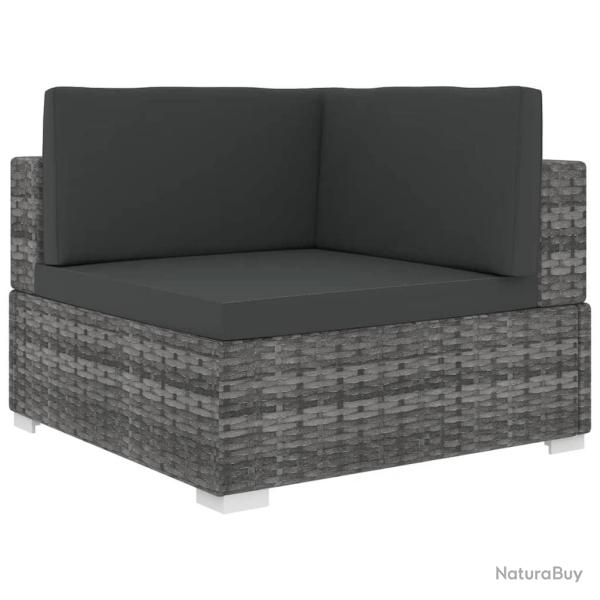 Chaise d'angle sectionnelle avec coussins r�sine tress�e gris
