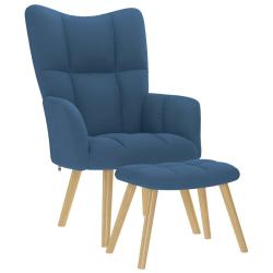 Chaise de relaxation avec repose-pied Bleu Tissu