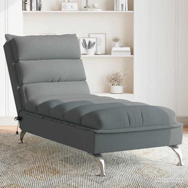 Chaise longue de massage avec coussins gris fonc� tissu