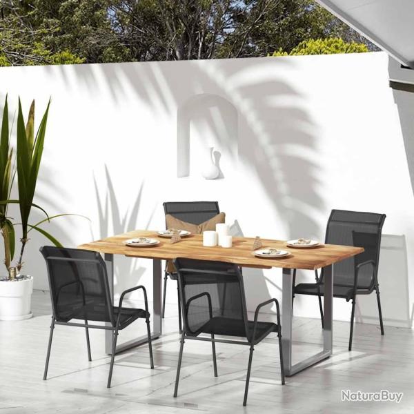 Chaises, 4 pi�ces, en acier et textil�ne, noires, pour le jardin