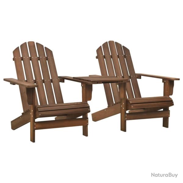 Chaises de Adirondack avec table bois de sapin marron