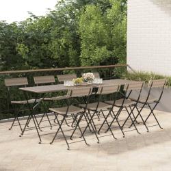 Chaises de bistrot pliantes lot de 8 Gris R&eacute;sine tress&eacute;e acier
