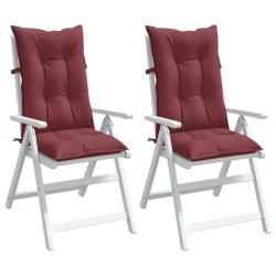 Coussins de chaise dossier haut lot de 2 rouge bordeaux m&eacute;lang&eacute;
