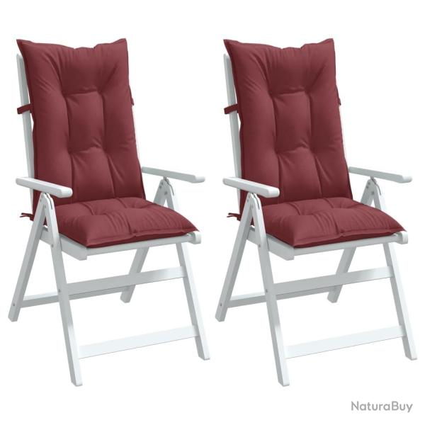Coussins de chaise dossier haut lot de 2 rouge bordeaux m�lang�