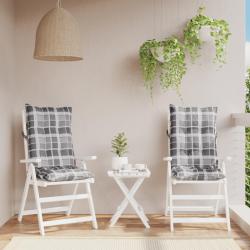 Coussins de chaise &agrave; dossier haut lot de 2 motif carreaux gris