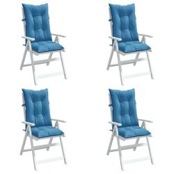 Coussins de chaise &agrave; dossier haut lot de 4 bleu m&eacute;lang&eacute; tissu