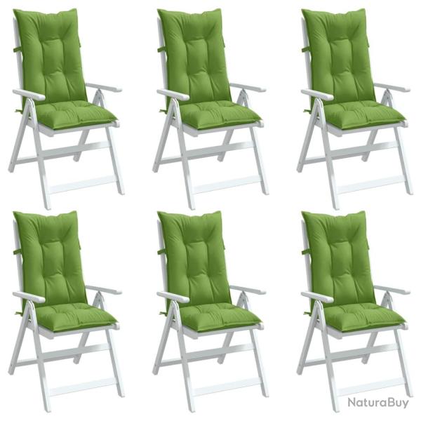 Coussins de chaise � dossier haut lot de 6 vert m�lang� tissu