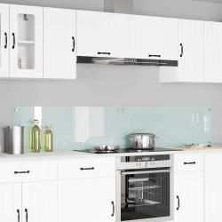 Cr&eacute;dence de cuisine 2 pcs Blanc 110 x 40 cm verre tremp&eacute;